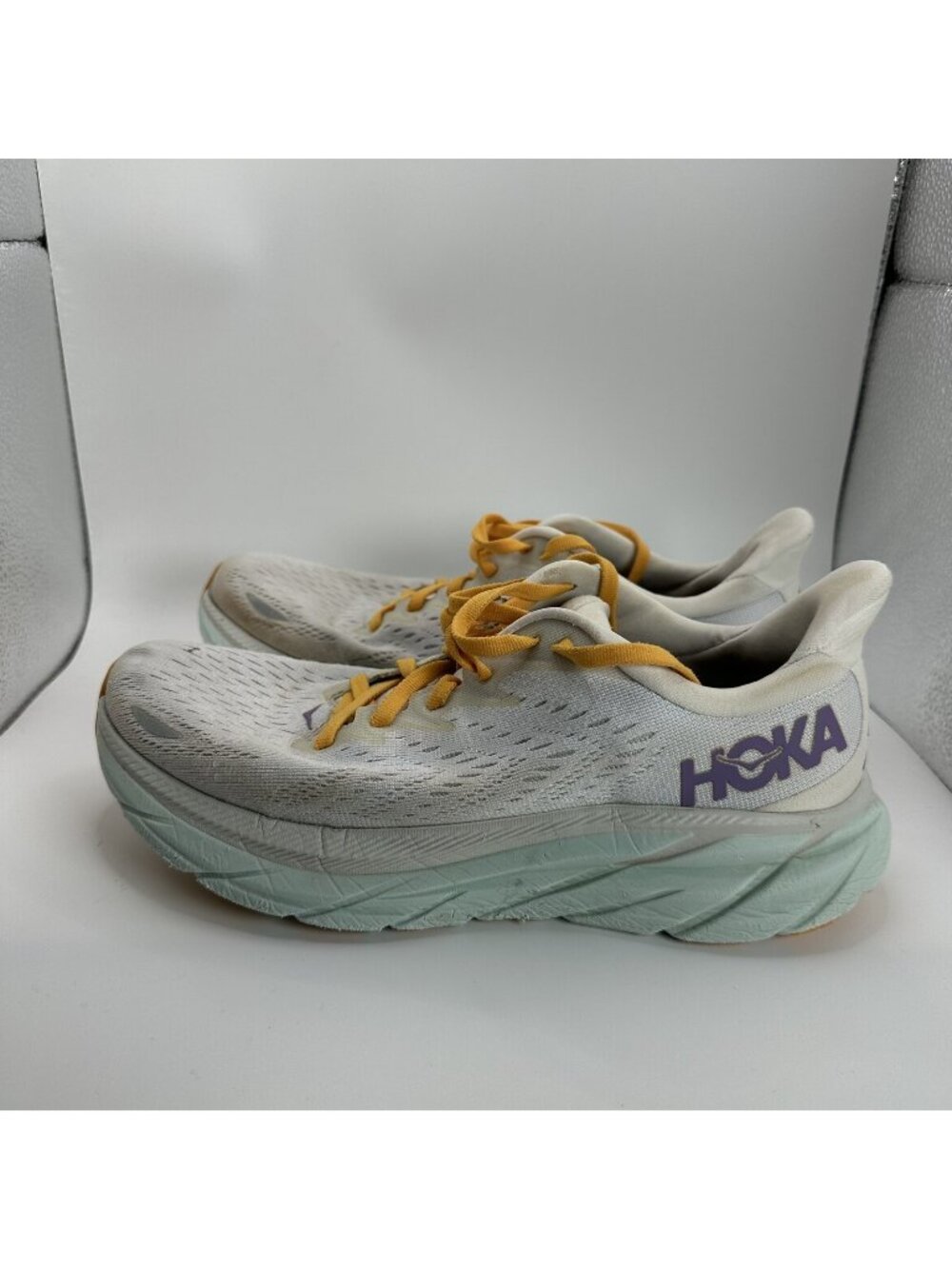 Hoka One Oene W Clifton 8 Shoes Womens Size 7.5 B Gray Green Running Cushioned - Picture 5 of 14
